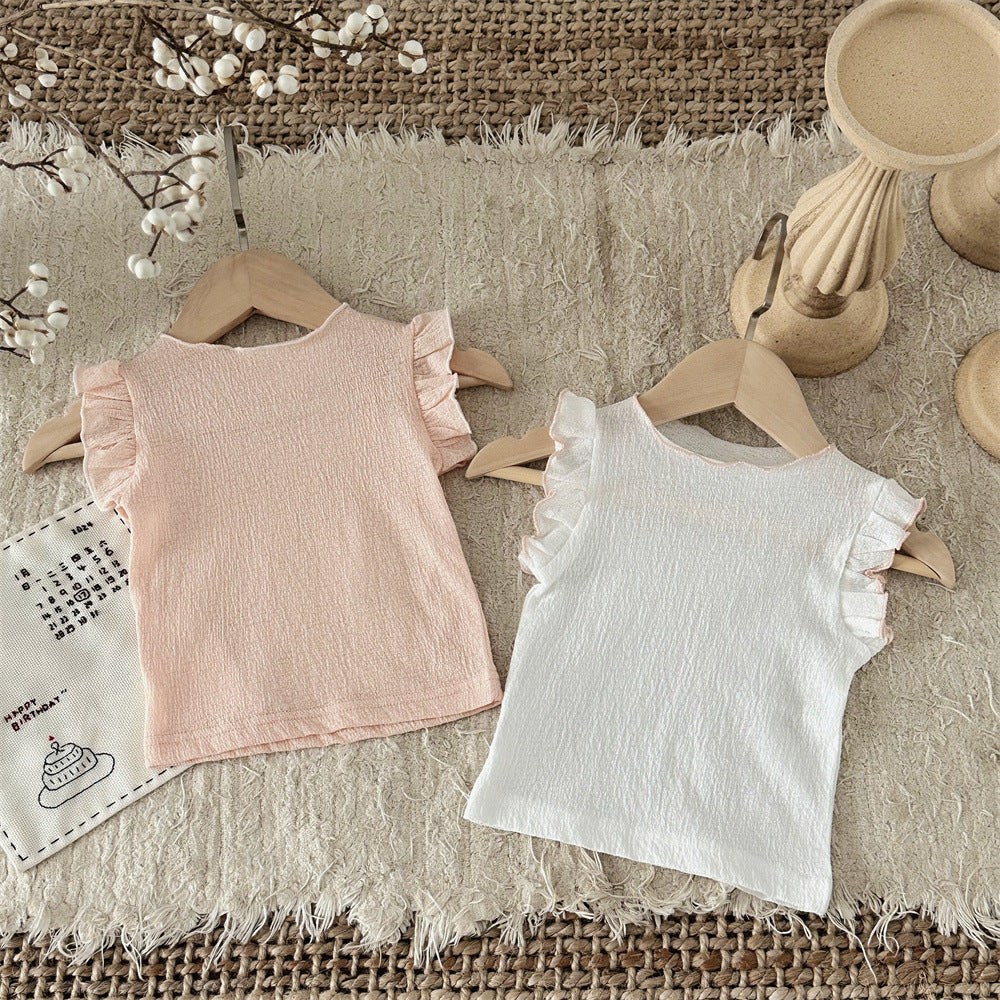 【BABY】夏新作 無地フリル袖TシャツSK091320