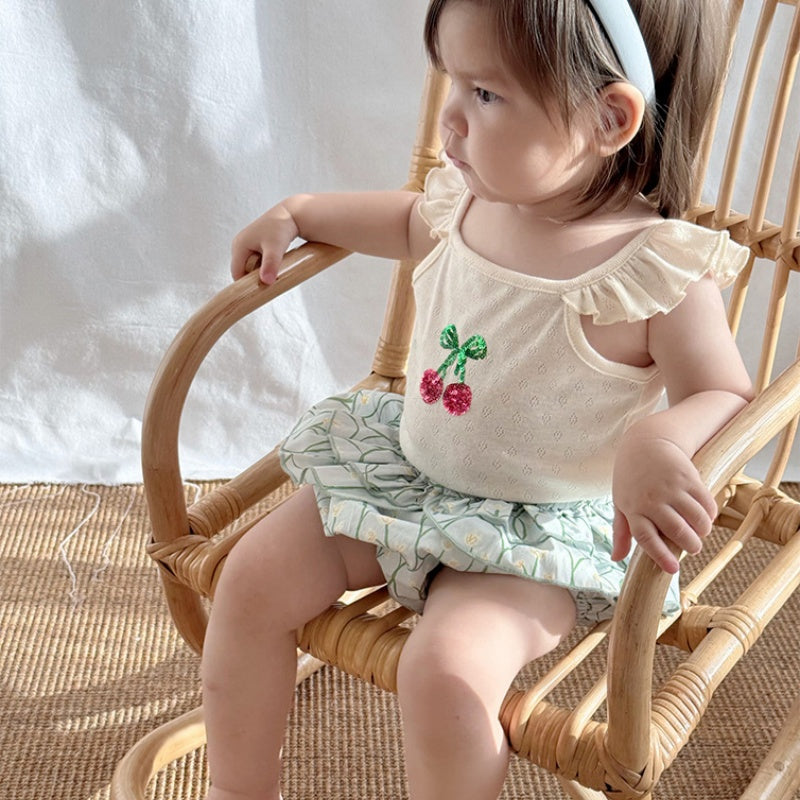 【BABY】夏新作 北欧風 さくらんぼキャミソール、花柄ブルマSK091310