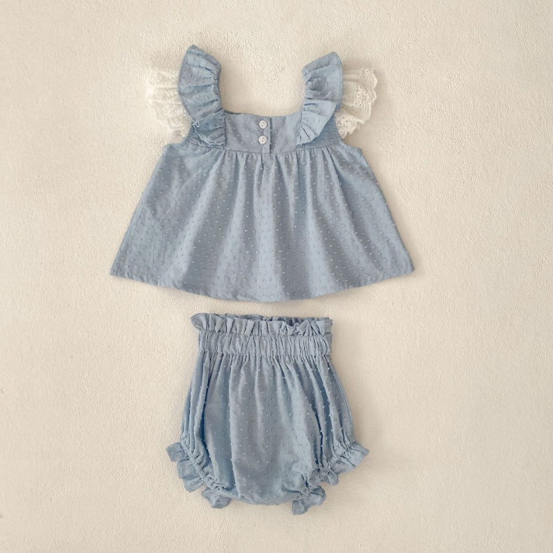 【BABY&KID】夏新作 レースフリル袖セットアップSK071923