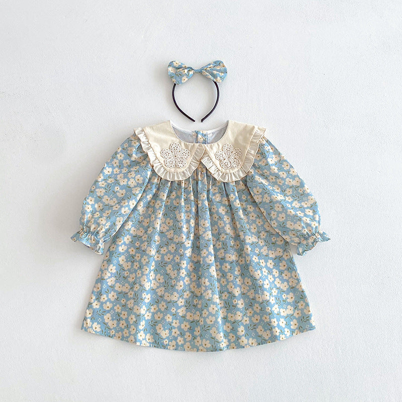 【姉妹服】花刺繍襟ロンパース、ワンピースSK101135