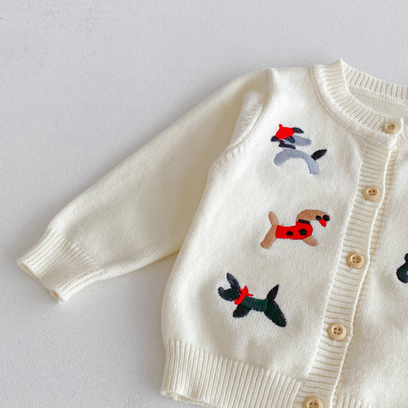 【BABY】わんちゃん刺繍ニットカーディガンSK092426
