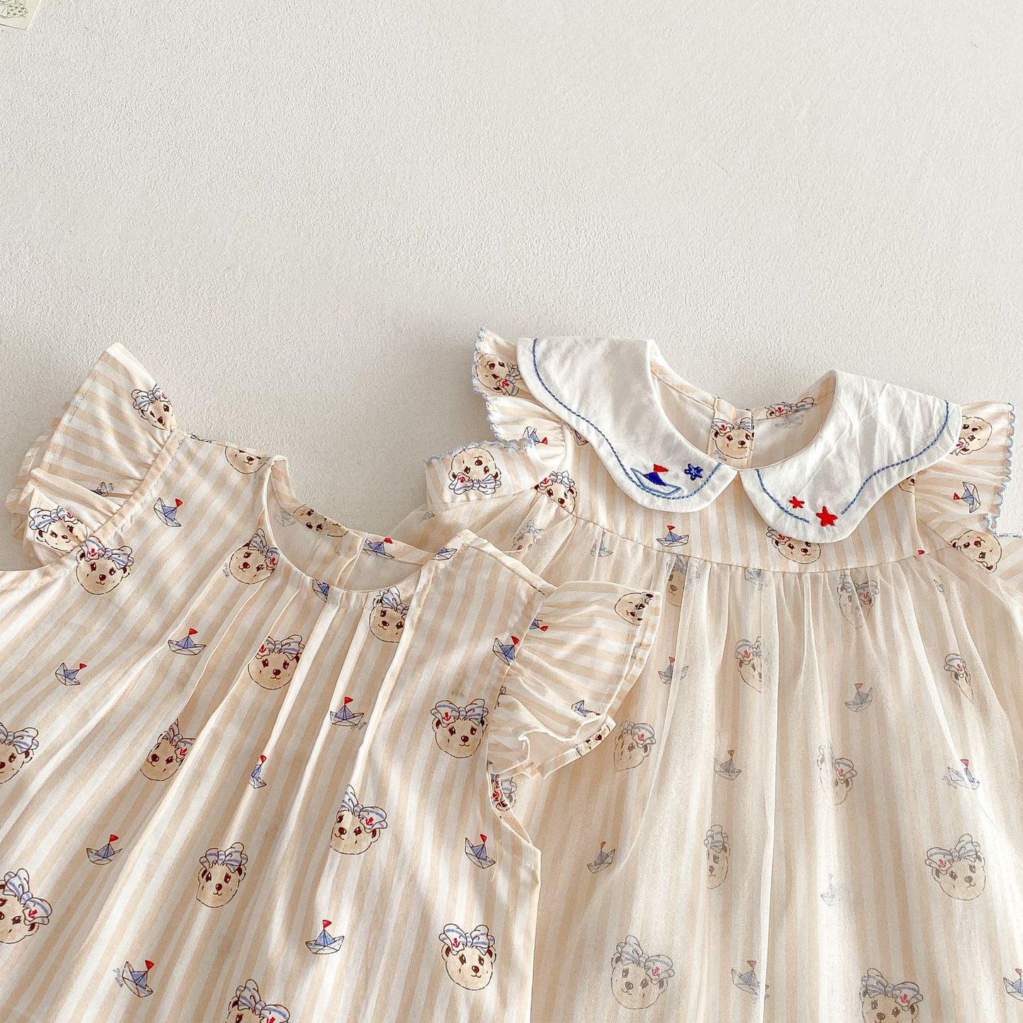【BABY&KID】夏新作 ベア柄フリルワンピース、セットアップSK061604