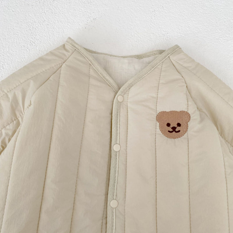 【BABY】冬新作 クマ刺繍キルトカバーオールSK102407