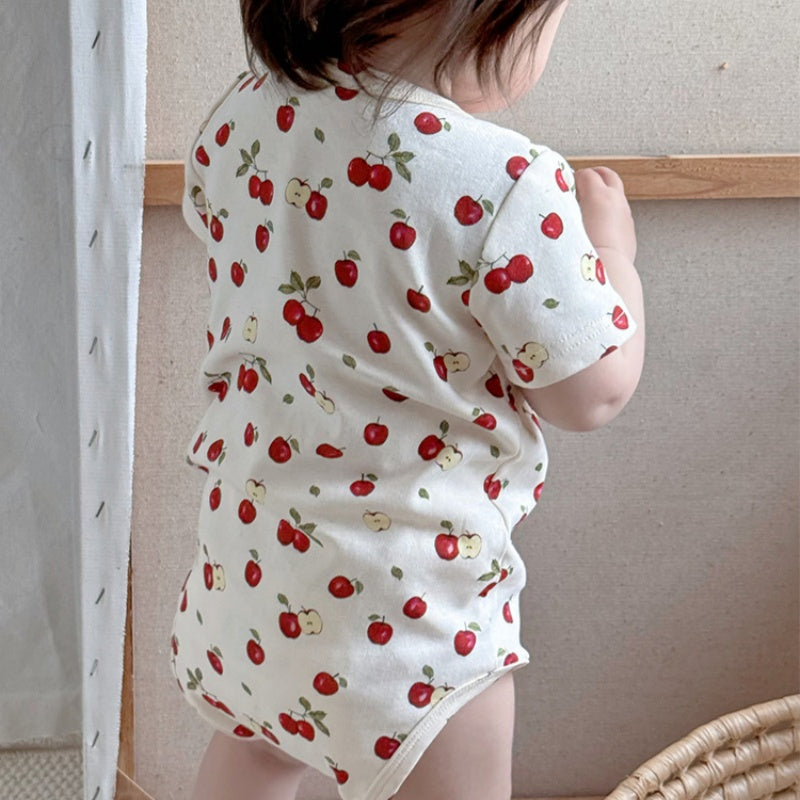【BABY】夏新作 北欧風いちご、りんご、レモン柄オールインワンSKO71508