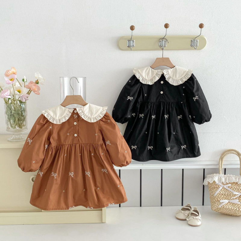 【BABY&KID】レトロ刺繍蝶結びワンピースSK011026