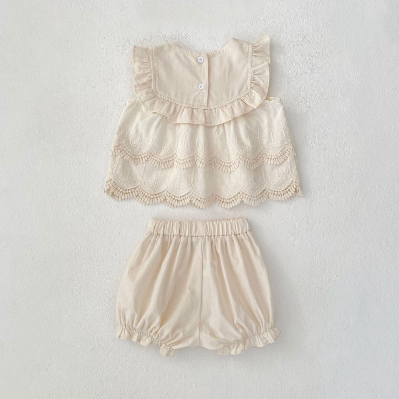 【BABY&KID】夏新作 おしゃれ刺繍ノースリーブセットアップSK071926