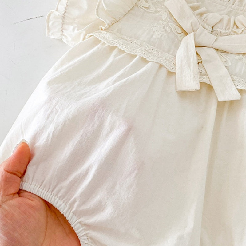 【BABY】夏新作 レース刺繍半袖ロンパースSK091803