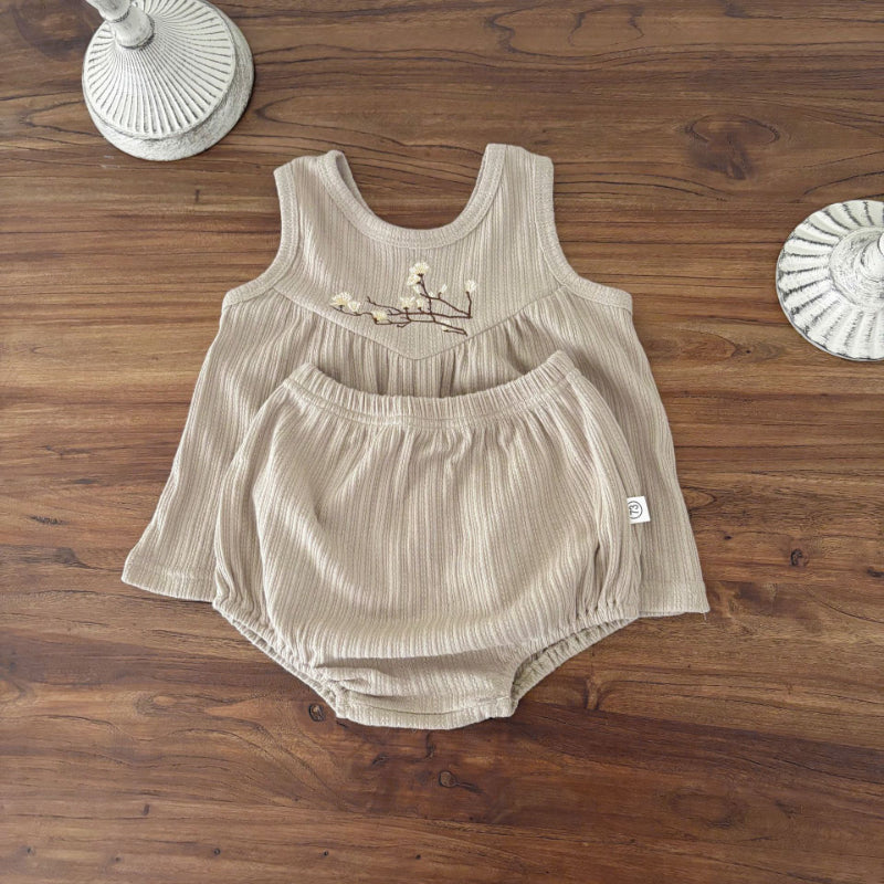【BABY】夏新作 ノースリーブ刺繍セットアップSK091120