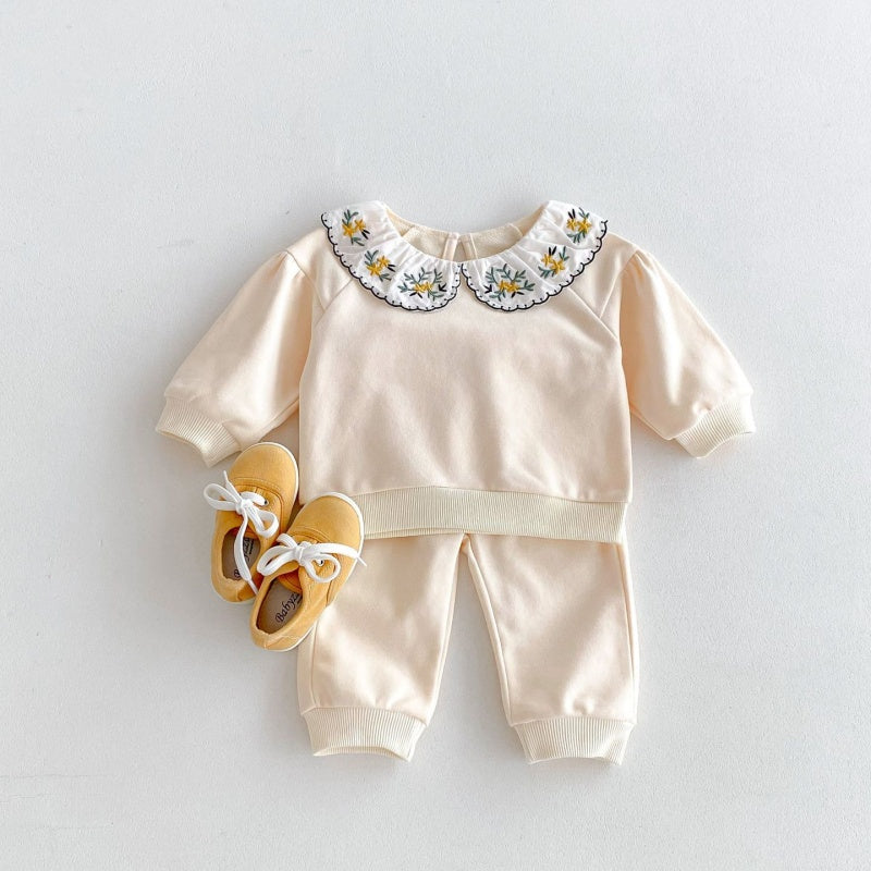 【BABY&KID】フラワー刺繡襟セットアップSK032206