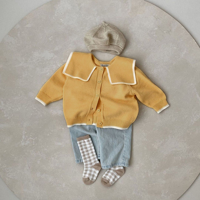 【BABY】くま刺繍ビッグカラーニットカーディガンSK101536