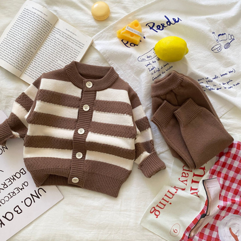 【BABY】クルーネックボーダー長袖ニットセットアップSK092905
