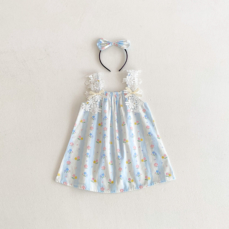 【姉妹服】夏新作 レースキャミ小花柄ロンパース、ワンピースSK081628