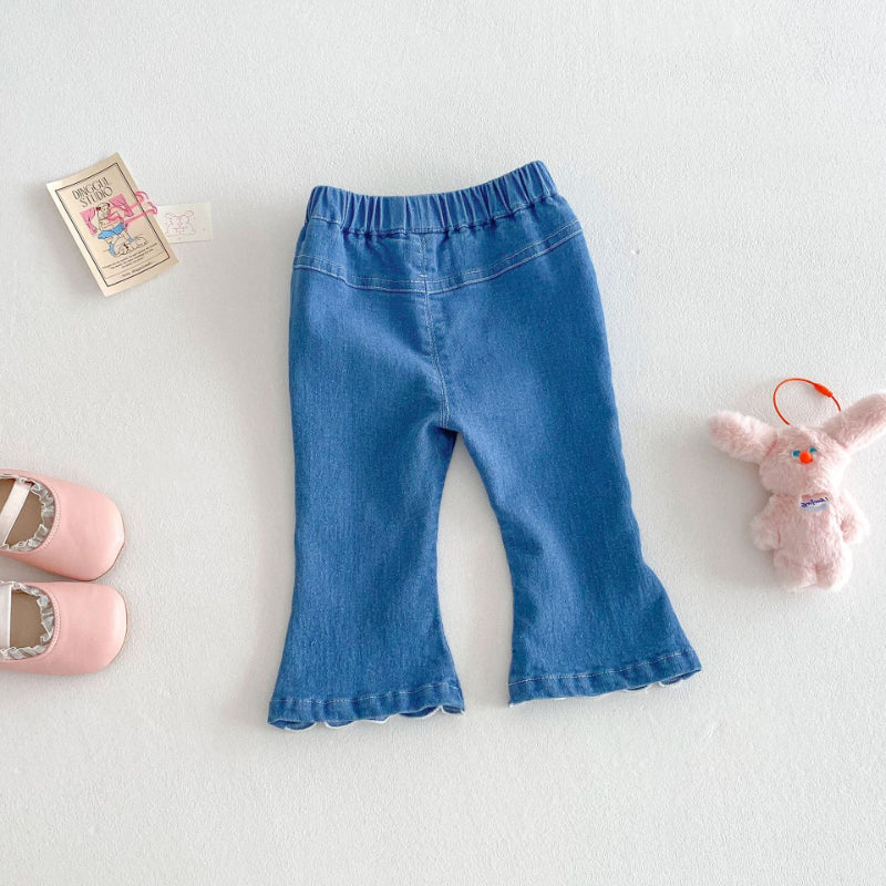 【BABY&KID】夏新作 裾刺繍入りデニムパンツSK070603