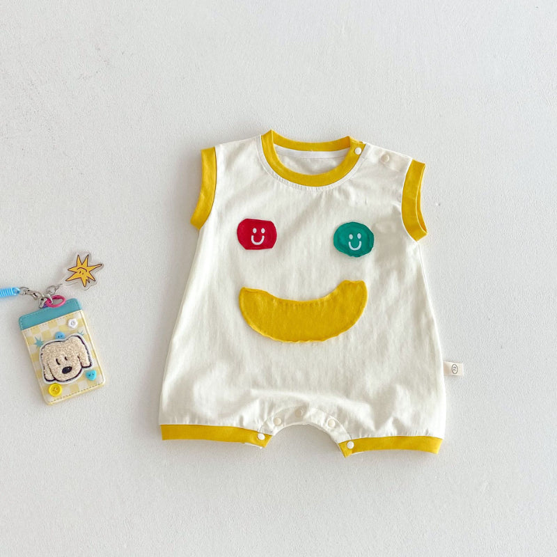 【BABY】夏新作 韓国風ワッペンストライプロンパースSK070117