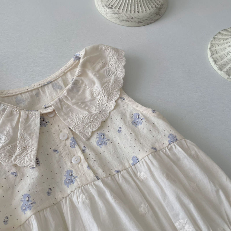 【BABY】夏新作 花柄刺繍フラワーロンパースSK081704