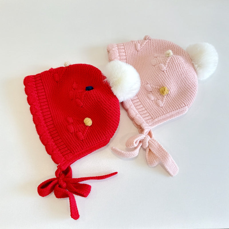 【HAT】波型ポンポンニット帽子SK101607