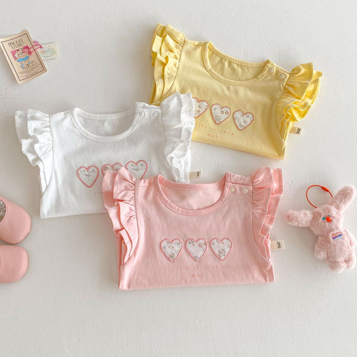 【BABY&KID】夏新作 フライングスリーブ花柄TシャツSKO71211