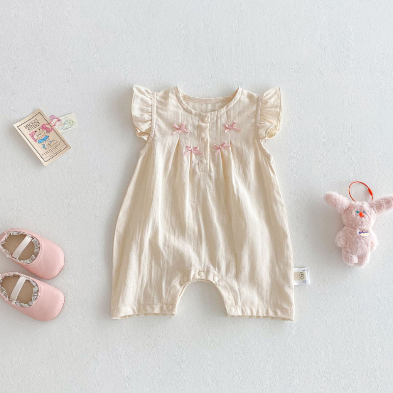 【BABY】夏新作 蝶結びフライングスリーブジャンプスーツSK070124