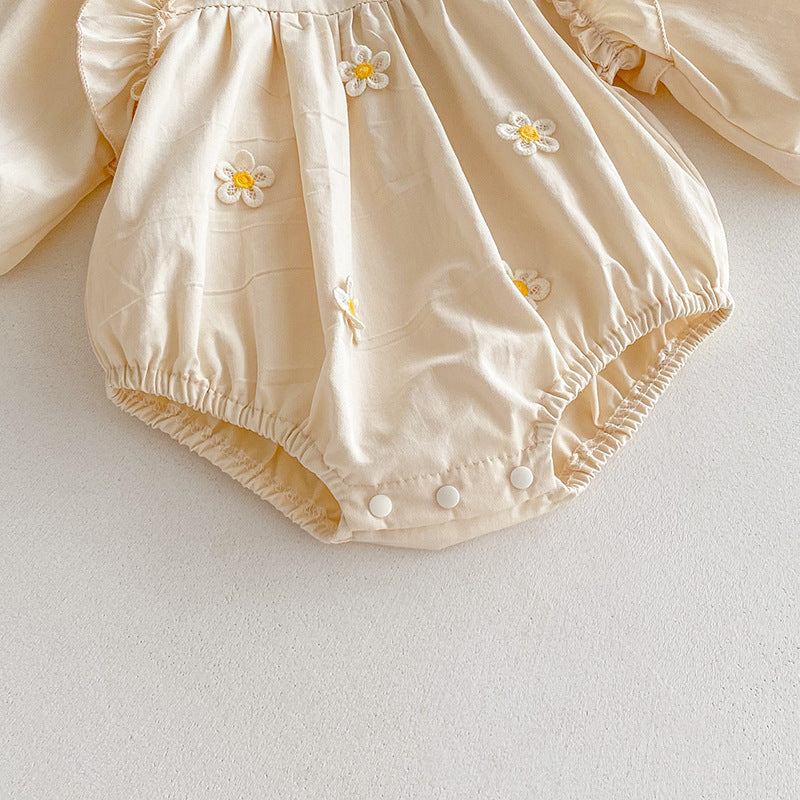 【姉妹服】小花イエローフラワーロンパース、ワンピースSK101115