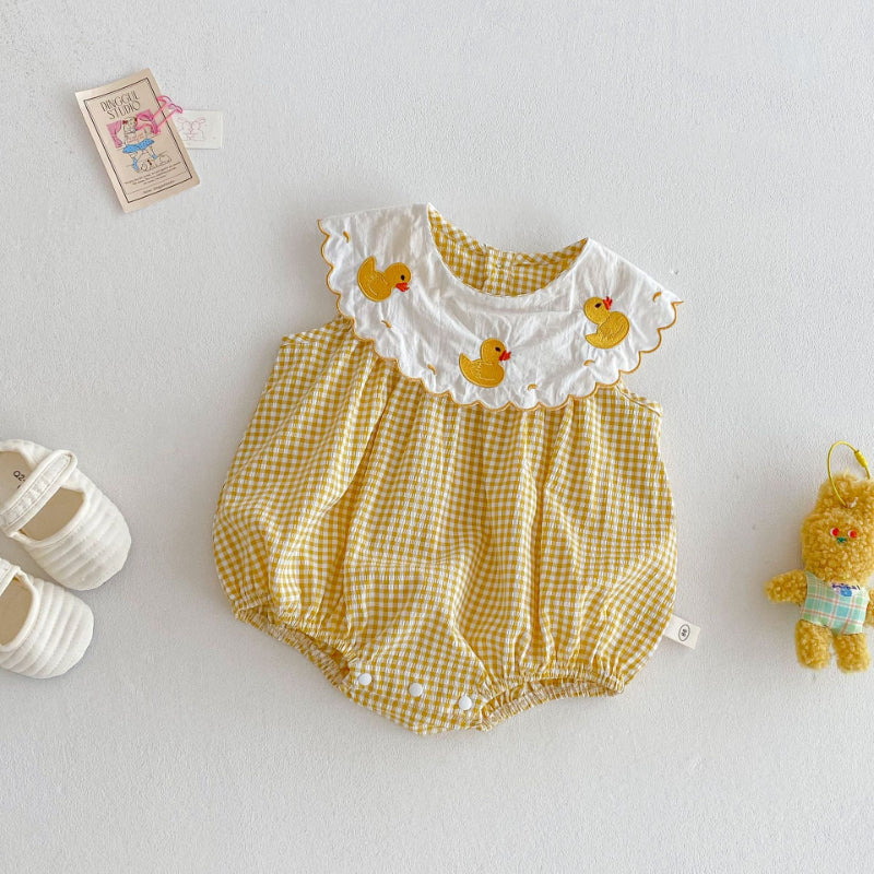 【BABY】夏新作 アヒルの子チェックロンパースSK072215