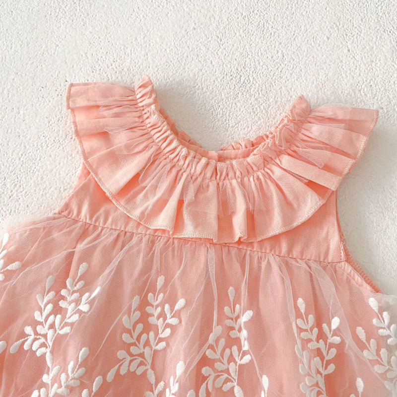 【BABY】夏新作 刺繍ソフトチュールロンパースSK081605