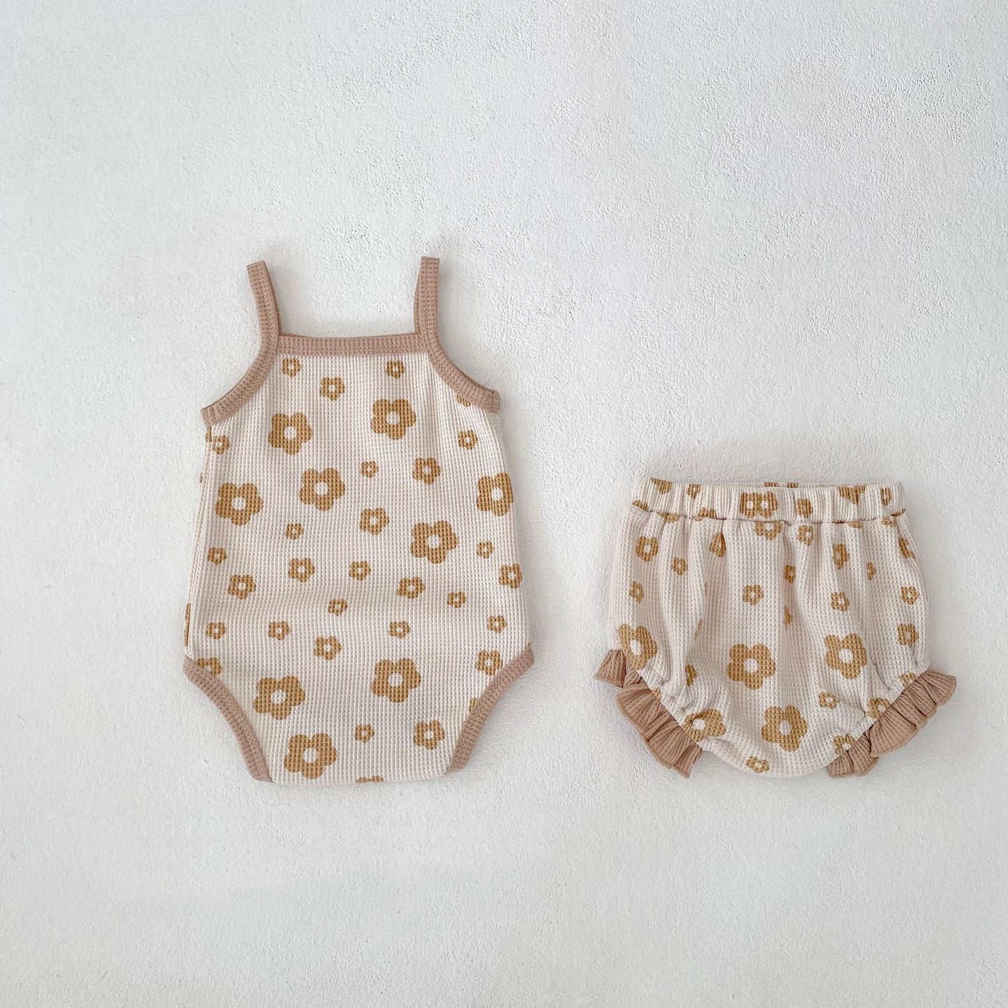 【BABY】夏新作 ワッフル花柄ロンパース&ブルマSK061710