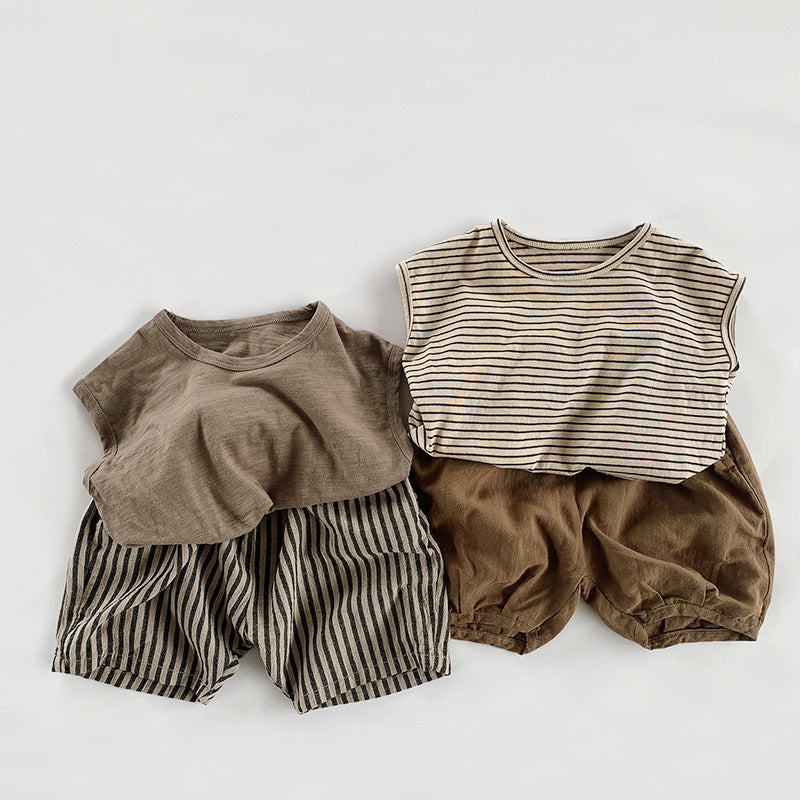 【BABY&KID】夏新作 ノースリーブボーダーTシャツSK080812