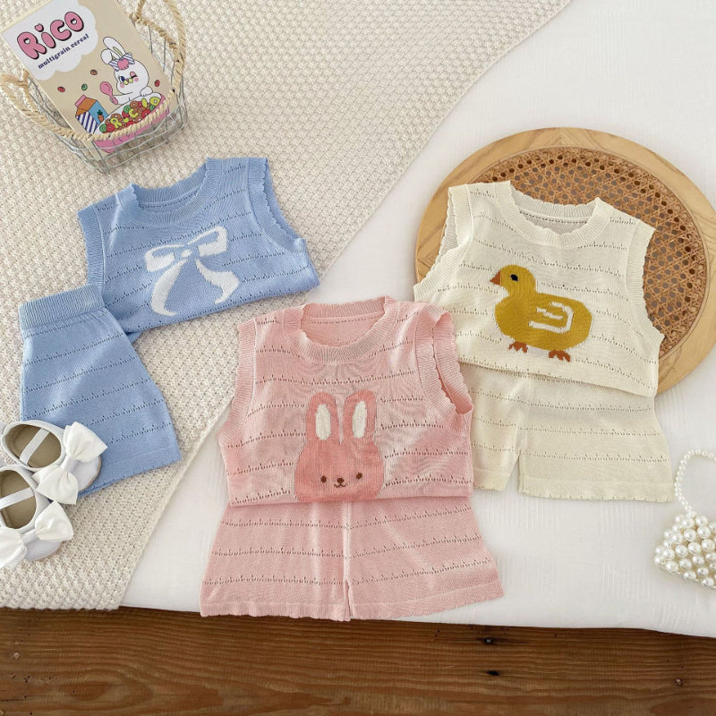 【BABY&KID】夏新作 カートゥーンニットノースリーブセットアップSK072007