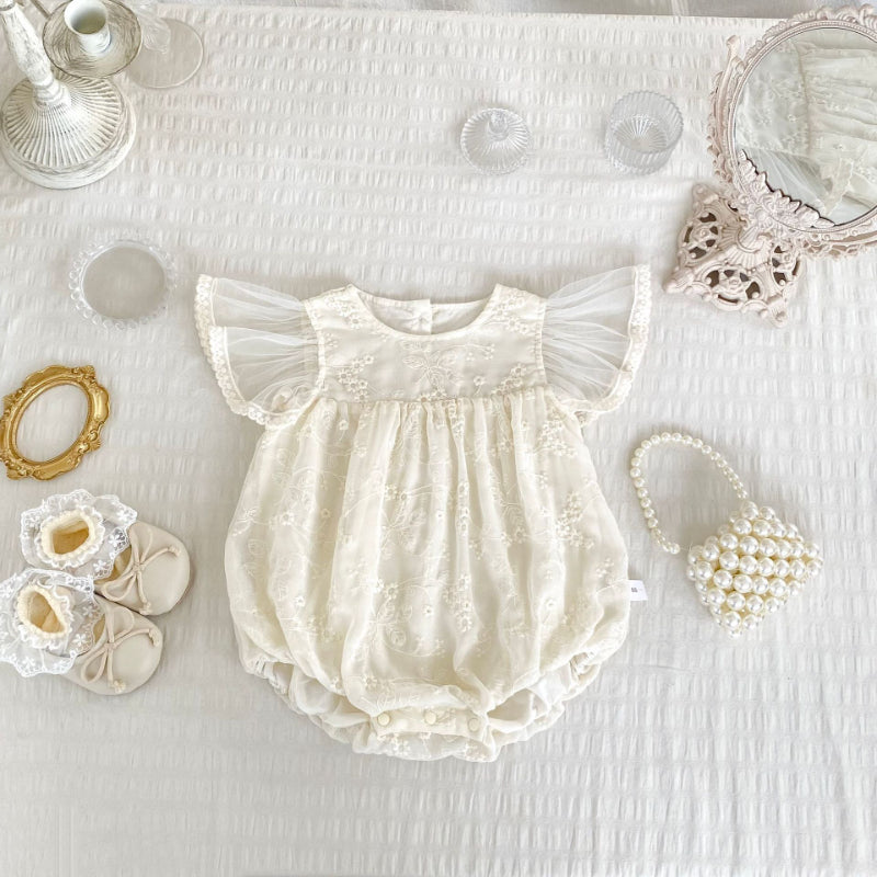 【BABY】夏新作 ジャガード刺繍ロンパースSK081603
