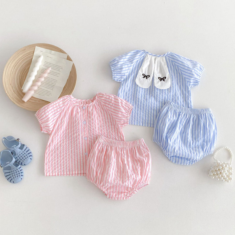 【BABY】夏新作 うさ耳ストライプセットアップSK072309