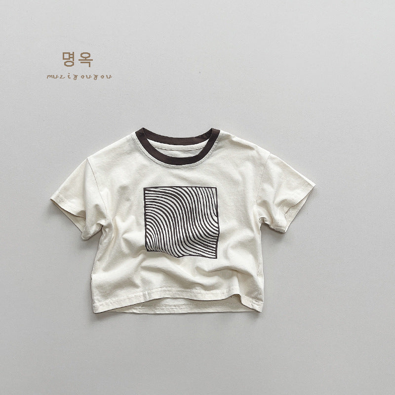 【BABY&KID】夏新作 コットンプリント半袖TシャツSK080808