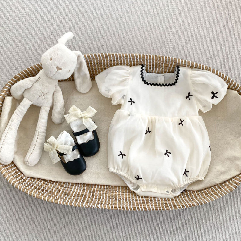 【姉妹服】夏新作 リボンバブルスリーブロンパース、ワンピースSK072522