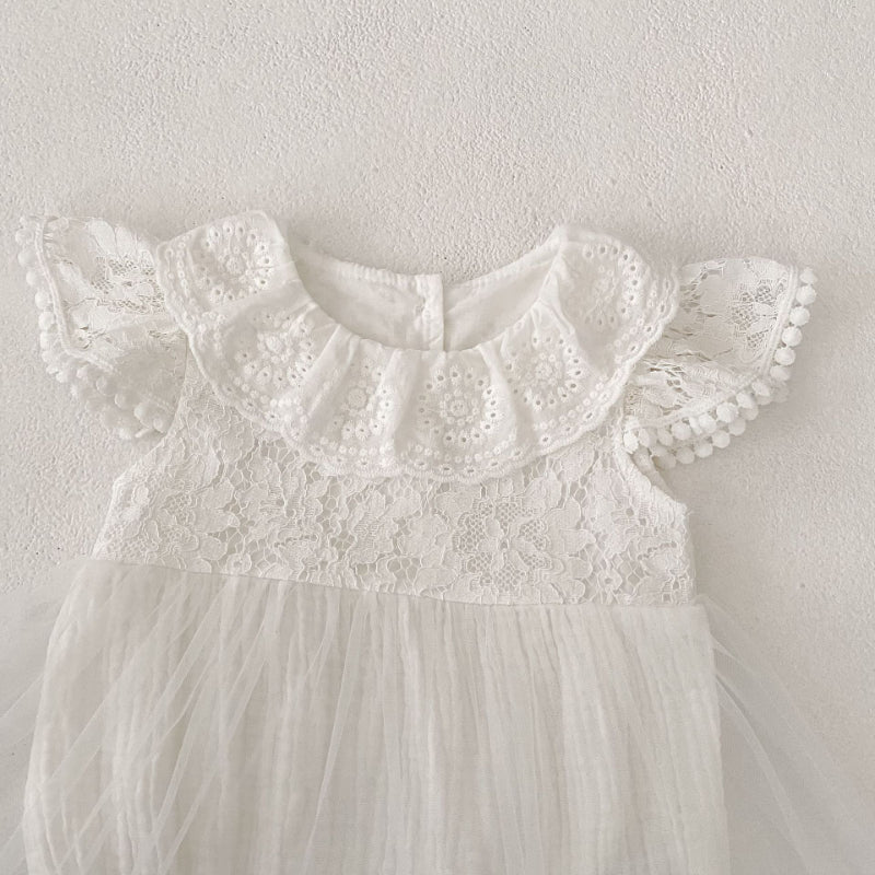 【BABY】夏新作 フラワー刺繍ロンパースSK080101