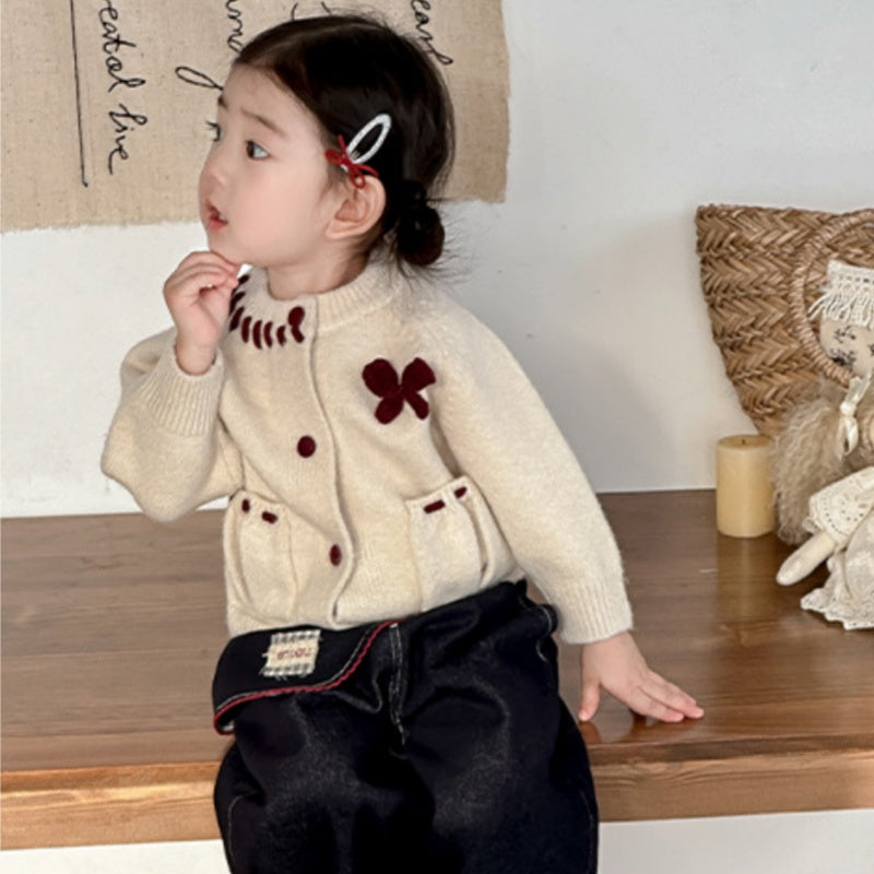 【BABY】ポケット付きニットカーデ、デニムパンツSK102226
