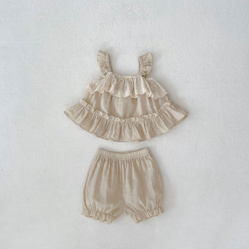 【BABY】夏新作 フリルキャミ&無地ショートパンツセットアップSK071918