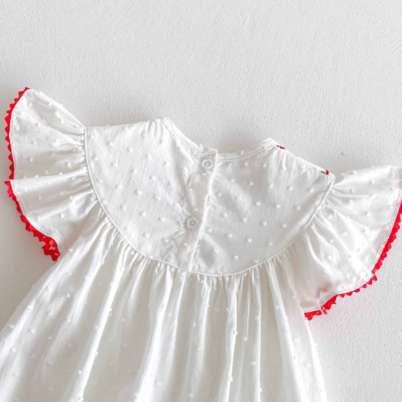 【BABY】夏新作 いちご刺繍ロンパースSK090304