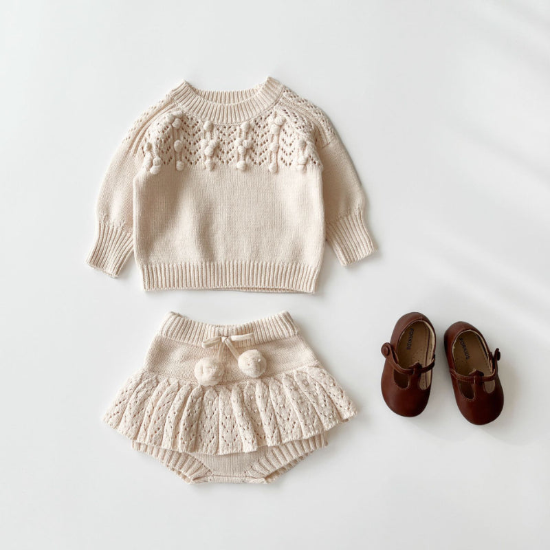 【BABY】手編みボールラウンドネックニットセットアップSK102418