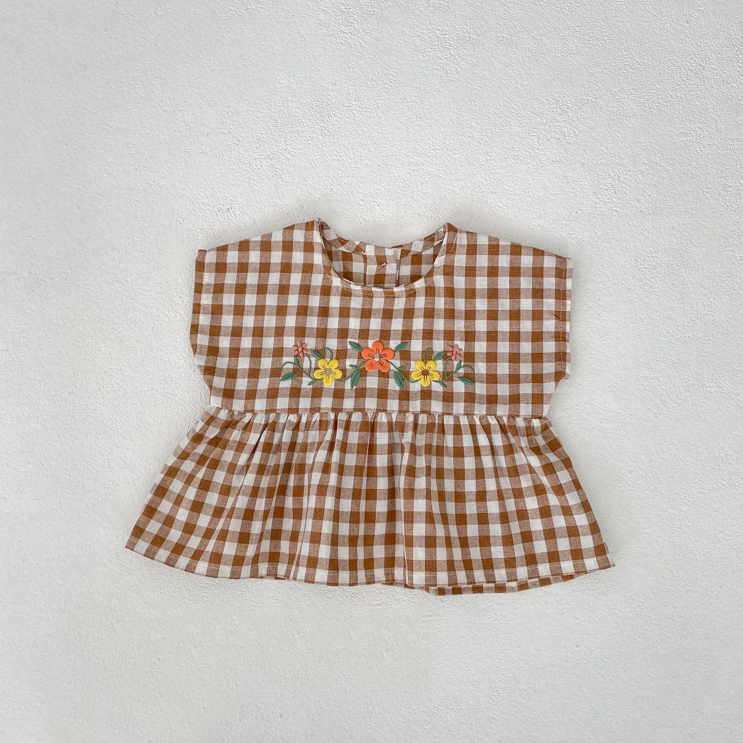 【BABY】夏新作 チェック刺繍フラワーセットSK071604