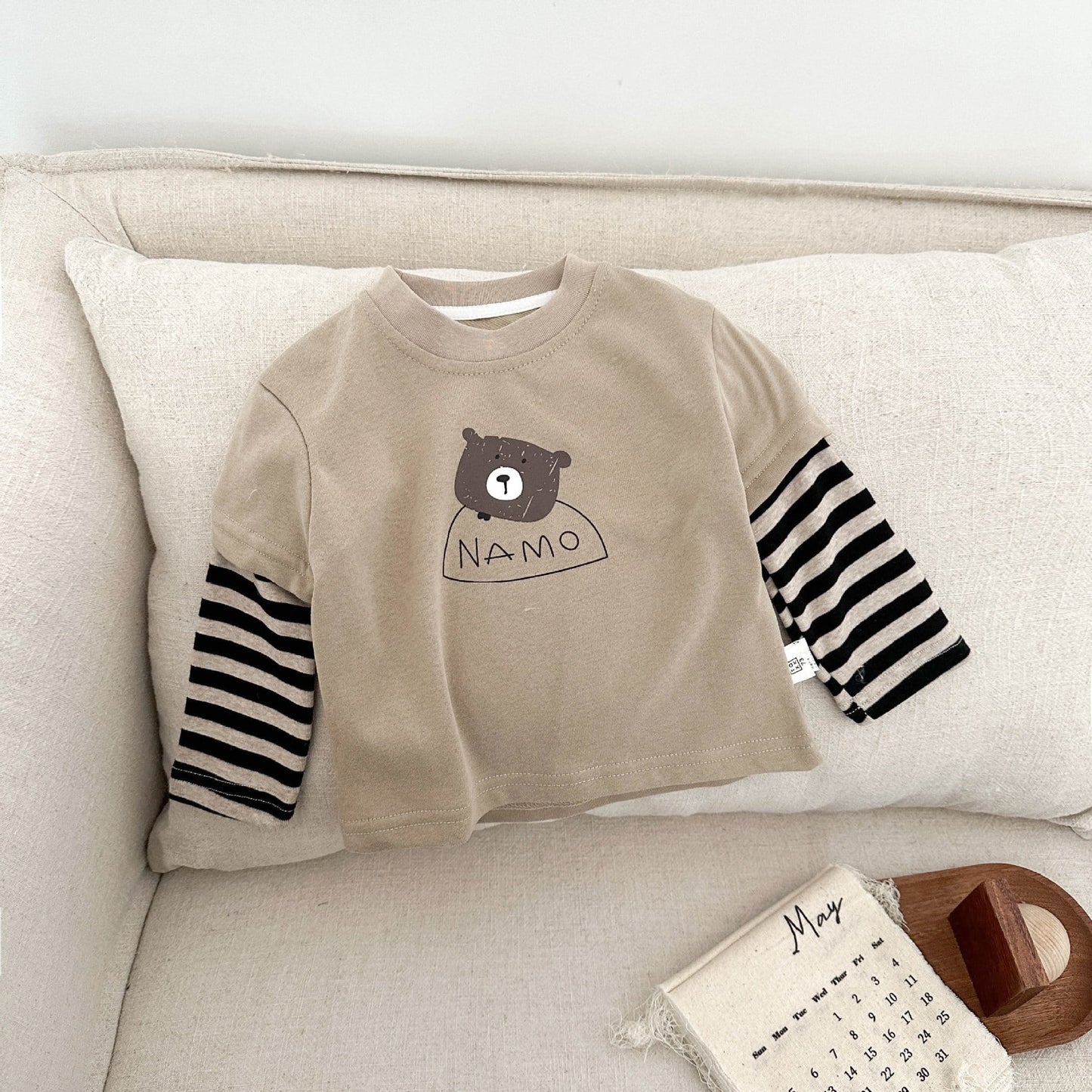 【BABY&KID】レイヤードクマボーダートップスSK051407
