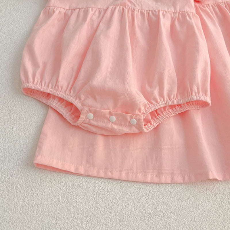 【姉妹服】夏新作 刺繍フラワー襟ロンパース、ワンピースSK081621