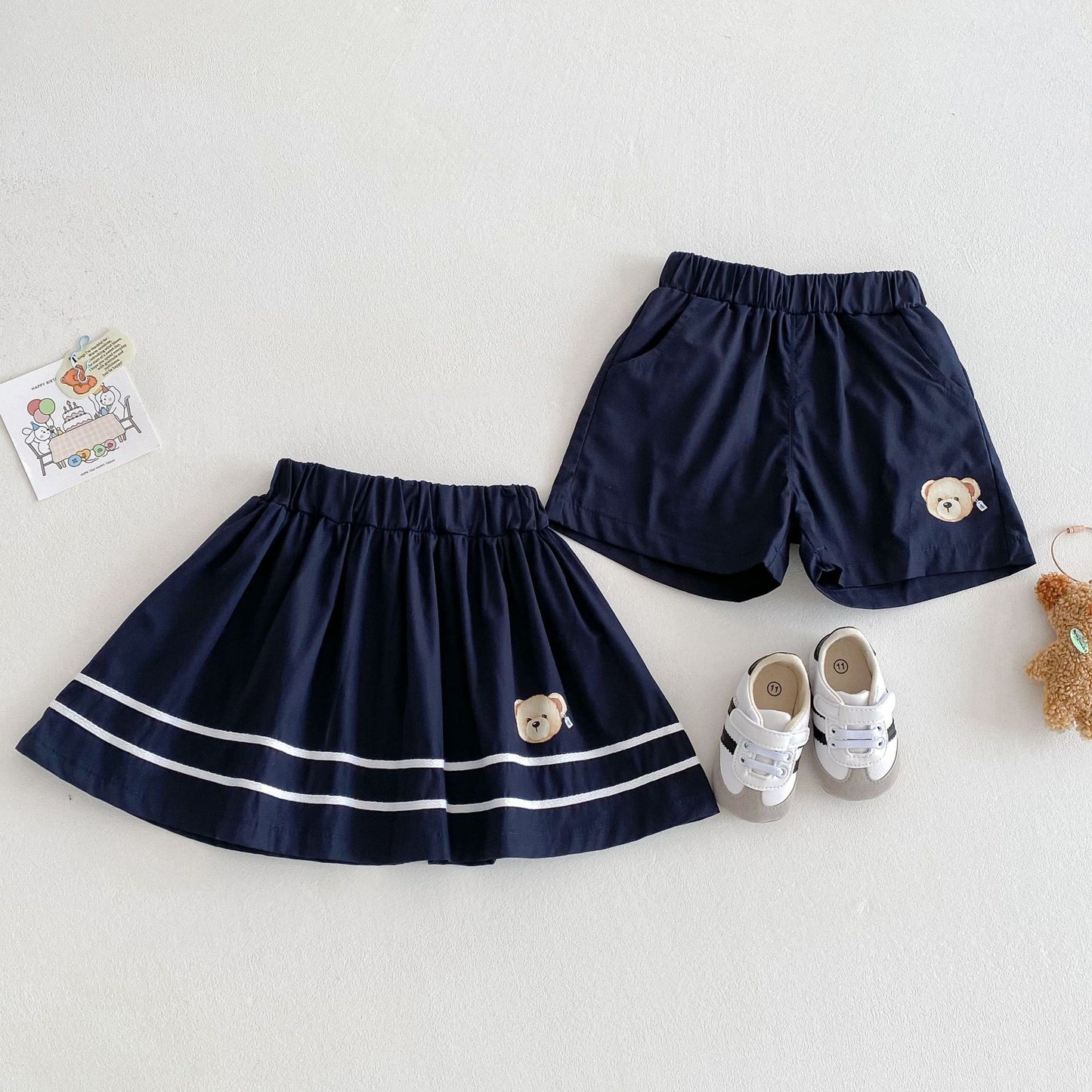 【BABY&KID】夏新作 クマ柄セーラー風セットアップSK061808