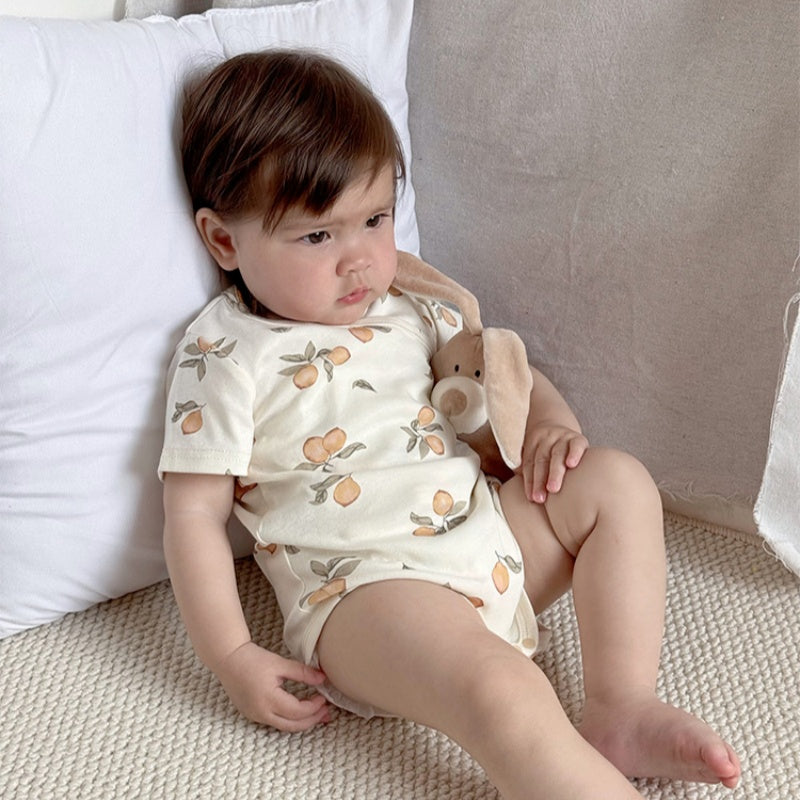 【BABY】夏新作 北欧風いちご、りんご、レモン柄オールインワンSKO71508