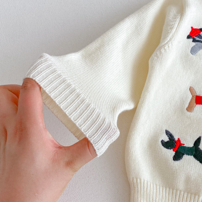 【BABY】わんちゃん刺繍ニットカーディガンSK092426
