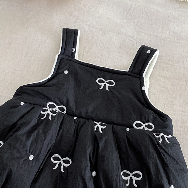 【BABY】冬新作 リボン刺繍中綿ロンパースSK102112