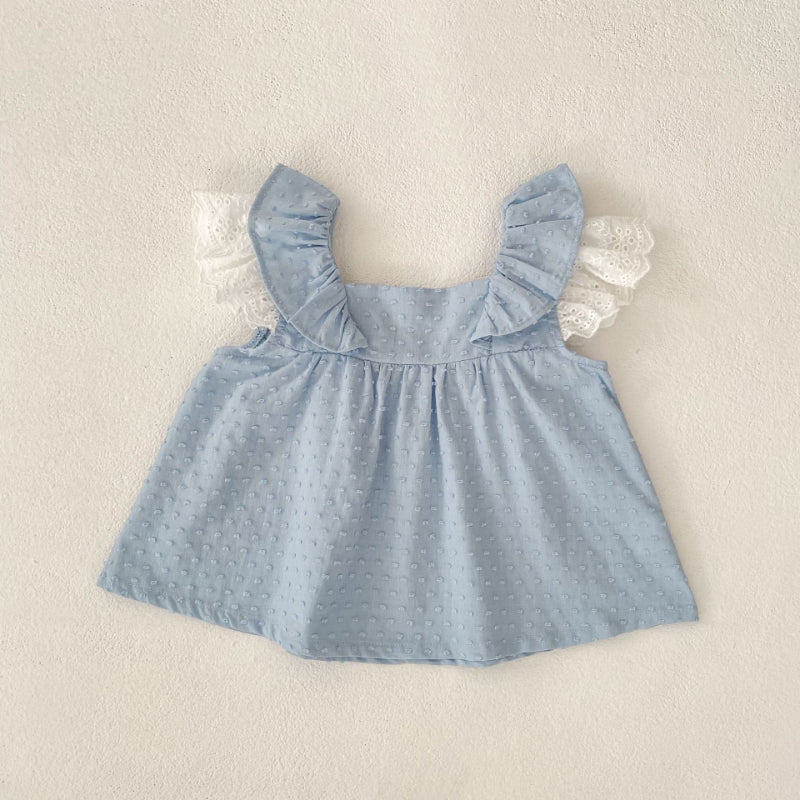 【BABY&KID】夏新作 レースフリル袖セットアップSK071923