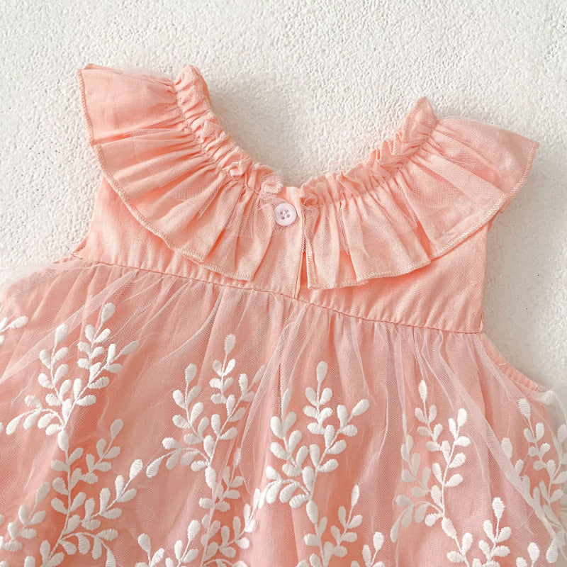 【BABY】夏新作 刺繍ソフトチュールロンパースSK081605