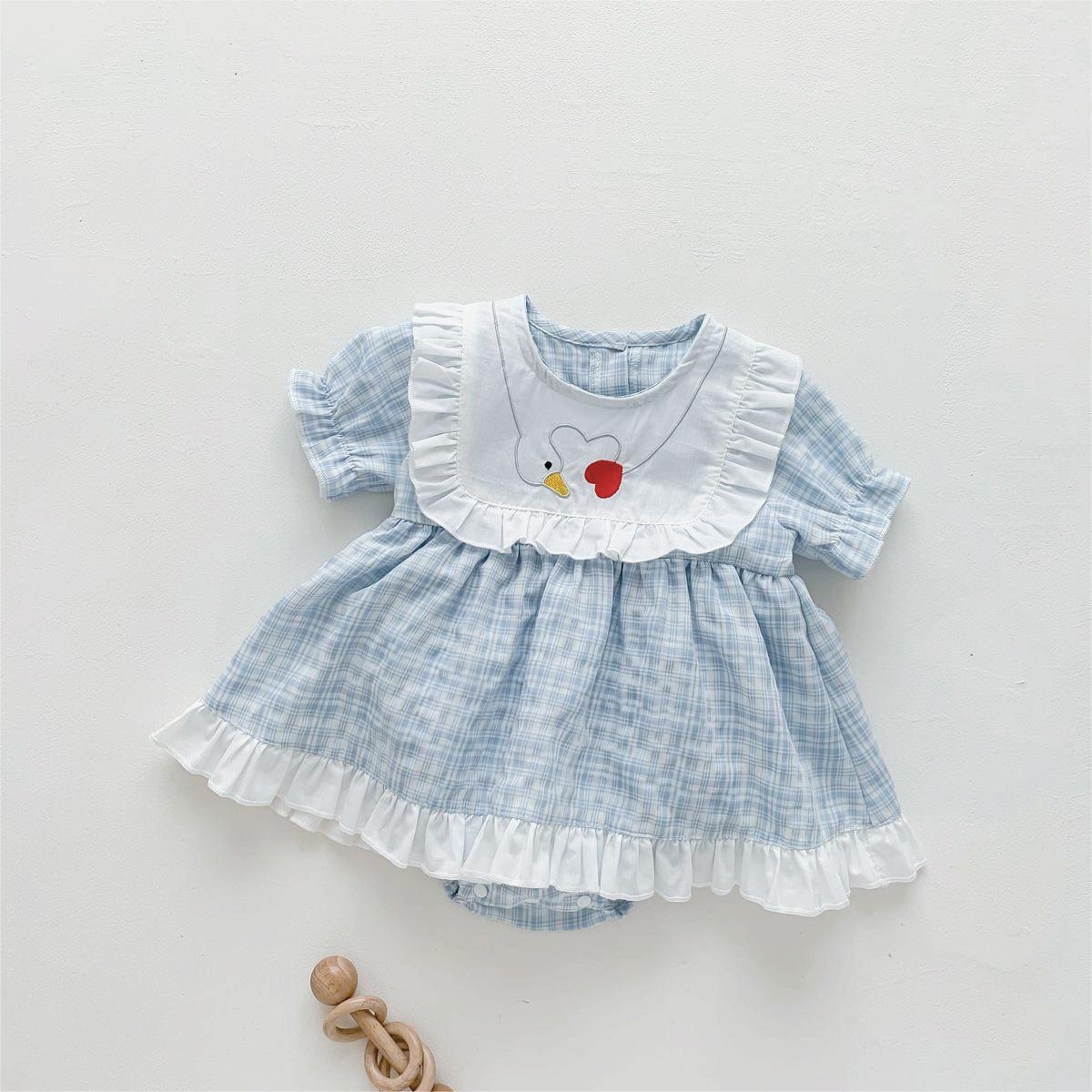 【BABY】夏新作 フリル付きハート柄ロンパースワンピースSK072603