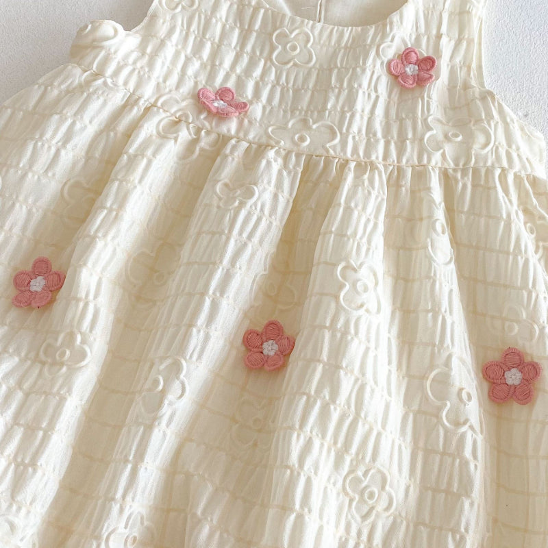 【BABY&KID】夏新作 立体フラワーノースリーブワンピースSK070507