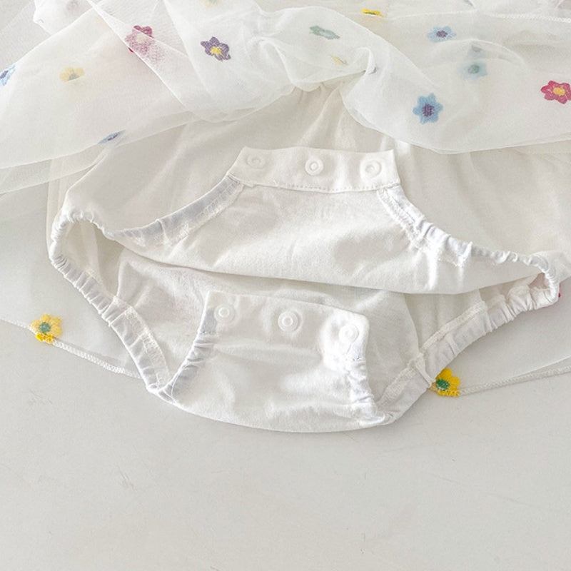 【BABY】夏新作 カラフル小花刺繍ロンパースワンピースSK091805