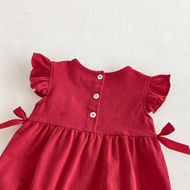 【BABY】夏新作 いちご刺繍ロンパースSK081507